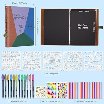 ZEEYUAN Mothers Day Gift for Mom Scrap Book Photo Album PU Leather Family ScrapBook Photo Memory Book Couples Anniversary Scrapbook Valentine's Day Gift - Image 6