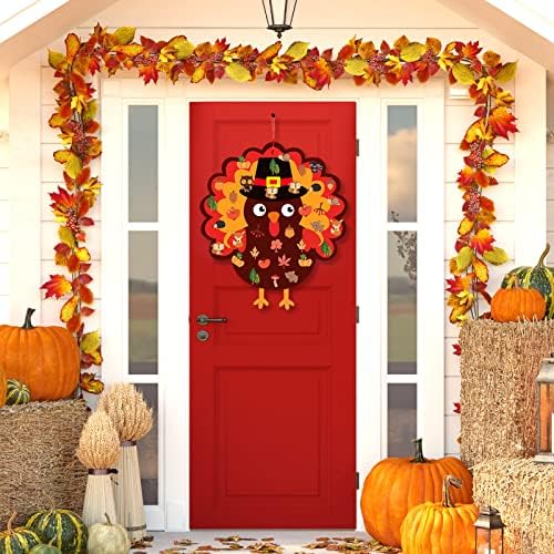 Tatuo 37 Pieces Fall Thanksgiving Felt Craft Kit DIY Turkey Pumpkin Felt Set with 36 Detachable Fall Maple Leaves Squirrel Pine Cones Corns Ornaments for Present DIY Craft(Delicate Style) - Image 5