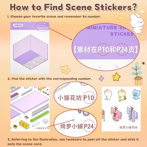 ASTARON 20 Sets DIY 3D Sticker Scene Book, Make Own Shop Room Relief Stress - Image 5