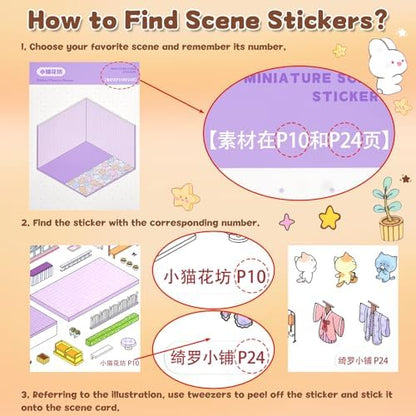 ASTARON 20 Sets DIY 3D Sticker Scene Book, Make Own Shop Room Relief Stress - Image 5