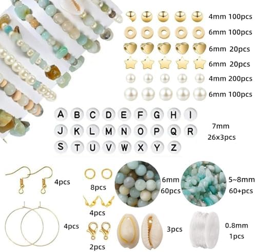 Jewelry Making Kit, Natural Amazonite Stone & Letter Beads for DIY Crafts - Image 2