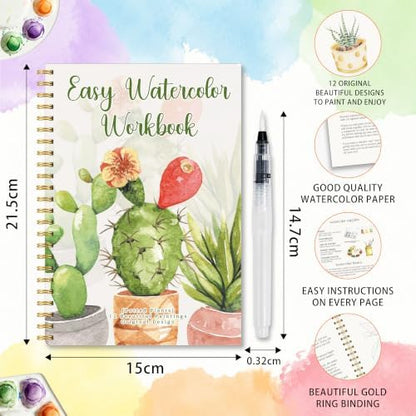 Potted Plants Watercolor Workbook, Cactus and Plant Painting Book - Image 2