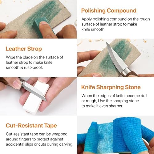 Wood Carving Tools Set 30-in-1 Wood Carving Knife Kit, Whittling Knife, Craft Kits for Adults, Wood Working Tools and Accessories, Knives, Whittling Kits, Hobbies for Adults - Image 5