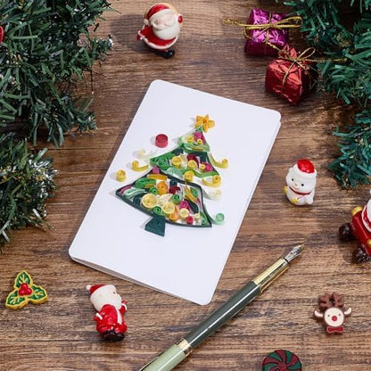 WEBEEDY 20 Sets Christmas Tree Paper Quilling Kit DIY Card Making Kit with Instruction for Adult Beginner Handmade 3D Christmas Trees Greeting Card for Party Holiday Decor Gift - Image 5
