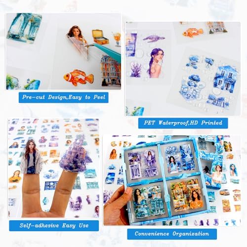 428Pcs Summer Scrapbook Stickers for Scrapbooking Supplies, 100 Sheets Transparent PET Scenery Journal Stickers for Journaling, Junk Journal, Scrap Book, Card Making, Collage, DIY Crafts Arts - Image 4