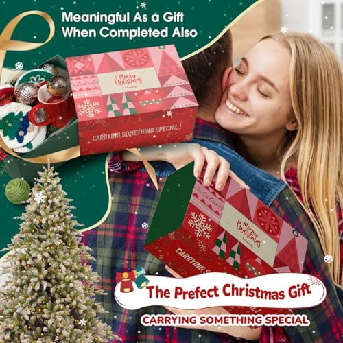 yuegool 6PCS Christmas Punch Needle Coasters Kit,Easy DIY Punch Needle Embroidery Kit for Beginners Adults Kids Including Patterns, Tools, Yarns, Hoop, Instruction, Coaster Holder Art Craft Supplies - Image 6