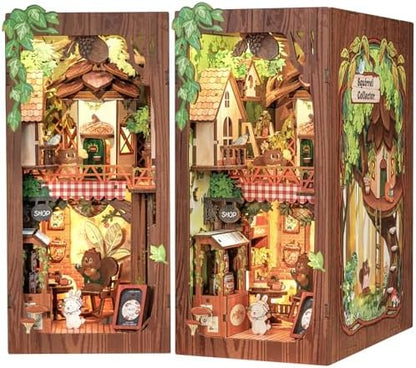 Cutefun Book Nook Kit, DIY Miniature Booknook Kit for Adults, 3D Wooden Puzzle Bookend Bookshelf Decor with LED Light & Dust Cover Creative Crafts Gifts for Book Lovers (Squirrel Collector) by Cutefun