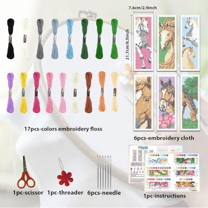 ORIGACH 6 Set Horse Cross Stitch Bookmark Kit for Beginner - Image 2