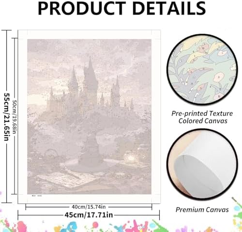 koemhxb Magical Castle Paint by Numbers Kit for Adults Beginners, Magic Hat Adult Paint by Numbers on Canvas, Acrylic Painting Crafts for Home Decor (16x20inch) - Image 2