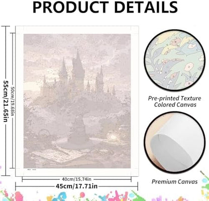 koemhxb Magical Castle Paint by Numbers Kit for Adults Beginners, Magic Hat Adult Paint by Numbers on Canvas, Acrylic Painting Crafts for Home Decor (16x20inch) - Image 2