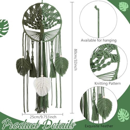 Tree of Life Macrame Kit for Adults Beginners Dream Catcher Macrame Leaf Wall Hanging Kits Decor with Video Tutorials Handmade Woven Boho Home Decor for Bedroom Dorm Decoration - Image 3