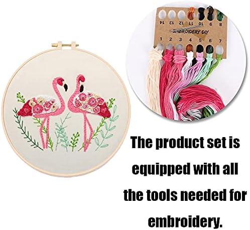 YANCAIYUNL Embroidery Kit for Beginners Flamingo Cross Stitch Embroidery Starter Kit DIY Handmade Needlework for Adults Beginner Tool Kit - Image 5