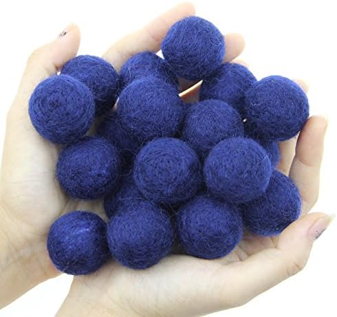 Zasy 30mm Needle Wool Felt Balls Foam Filled Wool Felt Pom Pom Home Decor DIY (Navy) by Zasy