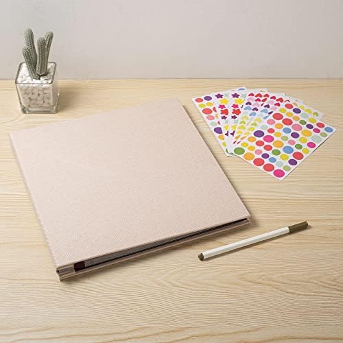 Large Photo Album Self Adhesive for 4x6 8x10 Magnetic Scrapbook Album DIY 60 Black Sticky Pages Linen Cover Photo Album(Beige) - Image 6