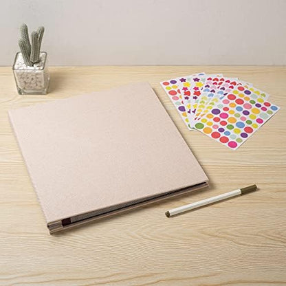 Large Photo Album Self Adhesive for 4x6 8x10 Magnetic Scrapbook Album DIY 60 Black Sticky Pages Linen Cover Photo Album(Beige) - Image 6