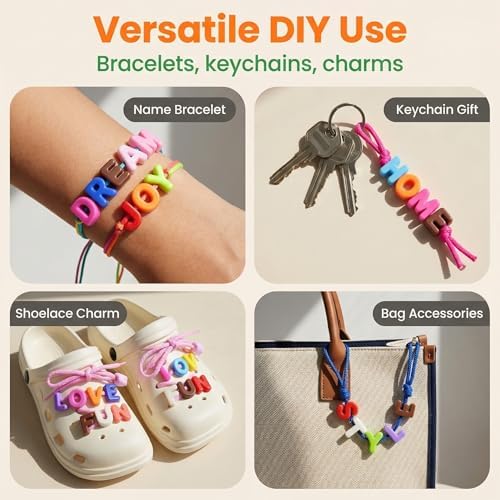 Large Letter Beads 26 Pcs 20mm 3D Paracord Beads Acrylic Colorful Bubble Big Alphabet Bead 6mm Large Hole Chunky Letter Bead for Keychains Purse Bag Charm Kit Backpack (26, Large Letter Beads K) - Image 3