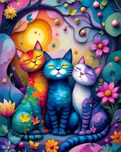 Paint by Numbers Kit for Adults, Colorful Cat Paint by Number for Adults by Unknown
