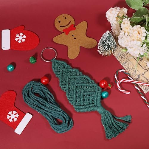 FREEBLOSS 4 Set Macrame Christmas Tree Kit With 4 Colors Cotton Cords, DIY Kit With Instruction, Ornaments for Christmas Tree Decor for Adults (DK-FB0005-24-US35) - Image 2
