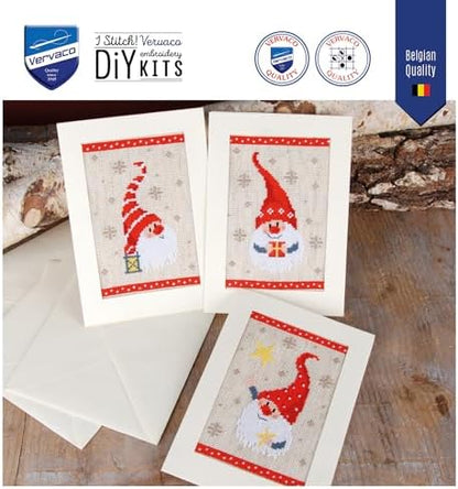 Vervaco Greeting Card kit Christmas Gnomes Set of 3 - Image 5