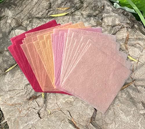 Natural Fiber Mulberry Paper Sheets 6 x 6 Inches, 50 PCS Handmade Craft Paper for Origami, Scrapbooking, Card Making, DIY Decoration, Mixed Media Art (Wedding Tone,) - Image 2