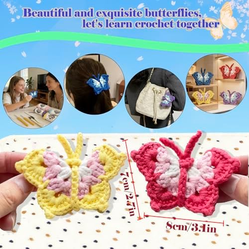 DIBYHIVE Crochet Kit for Beginners,Complete Video Tutorials,3D Butterfly Crochet Kit,Suitable for Adults and Kids,Includes Explanations of Basic Crochet Stitches - Image 5