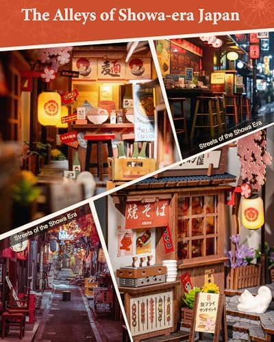 Rolife Book Nook Kit Sakura Wine Alley, 3D Wooden Puzzle Booknook for Bookshelf Decor, Japanese-Inspired Sakura Theme Creative DIY Miniature Dollhouse Kit, Crafts Gifts for Adults, Teens & Book Lovers - Image 3