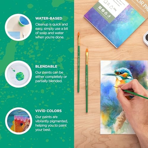 Norberg & Linden Watercolor Paint Set - 36 Premium Paints - 12 Page Pad - 6 Brushes - Painting Supplies with Palette, Watercolors, Art Pad Paper and Artist Brushes - Image 3