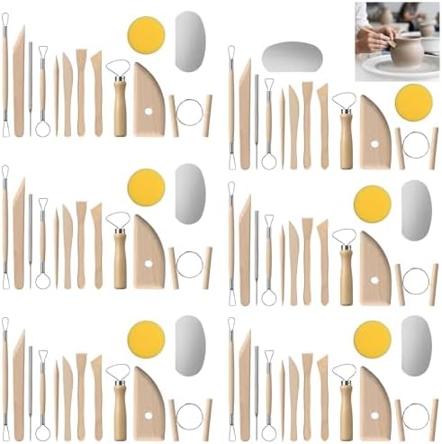 Clay Modeling Tools Kit 78-Piece, Stainless Steel & Pine Wood Clay Sculpting Tools for Carving, Trimming, Shaping, Smoothing - Pottery Tool Set for Beginners & Pros by MAQUITA