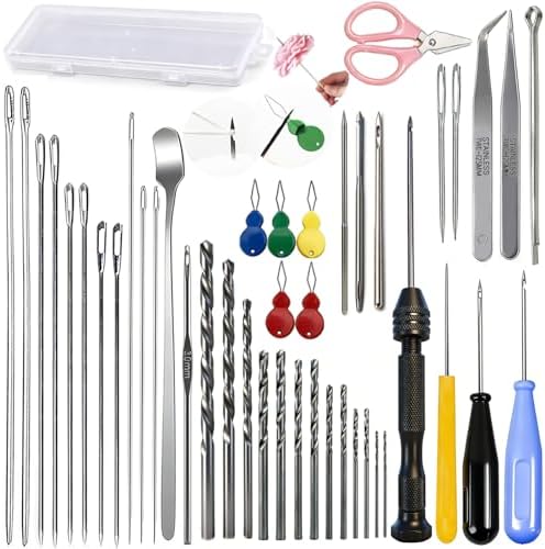 45PCS Candle Making Kit for Candle Drilling&Mold Punching,7.9" Extra Long Big Eye Needle Hand Twist Drill Bits Multi Sizes with Plastic Box,Candle Mold Punch Set with Hook Eye for Inserting Mold Wicks by Nimozekd