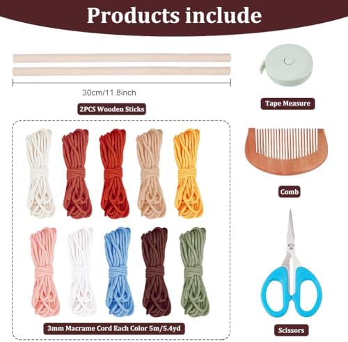 FREEBLOSS 2 Set DIY Macrame Leaf Wall Hanging Kit Macrame Feather Wall Art 10 Colors Cotton Cords 30cm Macrame Kit with Instruction Macrame Wall Tapestry for Bedroom Birthday Gift - Image 2