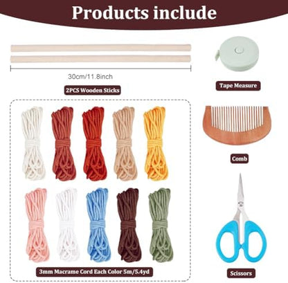 FREEBLOSS 2 Set DIY Macrame Leaf Wall Hanging Kit Macrame Feather Wall Art 10 Colors Cotton Cords 30cm Macrame Kit with Instruction Macrame Wall Tapestry for Bedroom Birthday Gift - Image 2