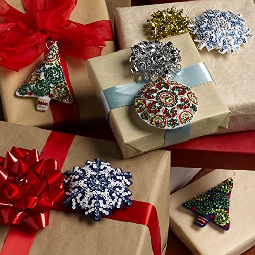 Bucilla Felt Applique 6 Piece Ornament Making Kit, Mandala Christmas, Perfect for DIY Arts and Crafts, 89499E - Image 2
