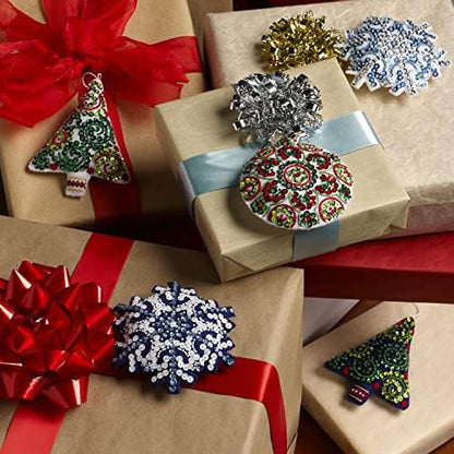 Bucilla Felt Applique 6 Piece Ornament Making Kit, Mandala Christmas, Perfect for DIY Arts and Crafts, 89499E - Image 2