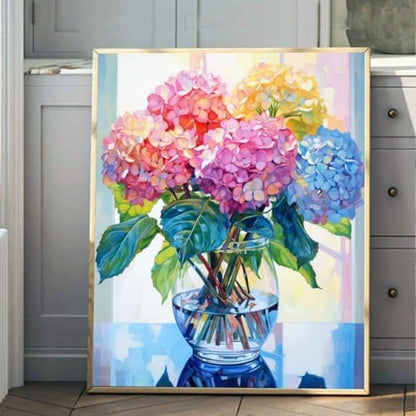 Ausanrl Flowers Framed Paint by Numbers Wooden Easel-Adult Paint by Number Kits on Canvas Framed,Paint by Number Adult,Hydrangea Paint by Numbers with Frame,Gifts and Home Wall Decor 12x16inch - Image 3