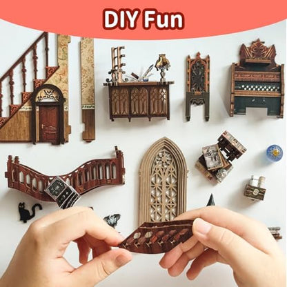 DIY Book Nook Kit,New DIY Dollhouse Booknook Bookshelf Insert Decor,3D Wooden Puzzles with LED,Book Nook Miniature Kit,Birthday Easter Home Decor for Teens Adult-Magic World - Image 3
