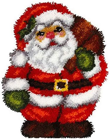 Latch Hook Rug Kits, 3D Printed Canvas Christmas Santa Decor Crochet Tapis Needle for Carpet for Crafts 20.4" X 15.0",Santa Claus by MIAOLLUN