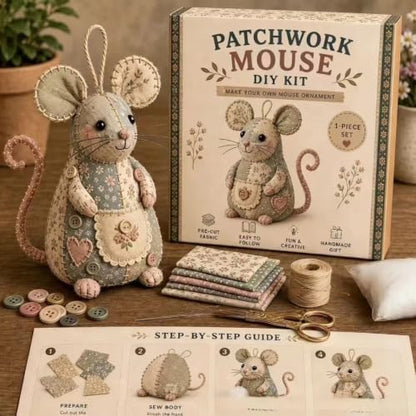Sewing Kit for Beginners Patchwork Mouse, DIY Stuffed Animal Craft Kit with Pre-Cut Fabric, Make Your Own 3D Plush Mouse Ornament, Easy Adult Sewing Project Handmade Gift（Set A） - Image 3