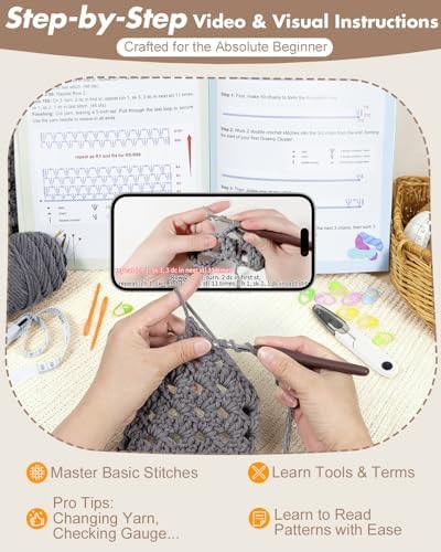 Arborthread Crochet Kit for Beginners, Easy All-Season Pocket Shawl Grey - Image 3