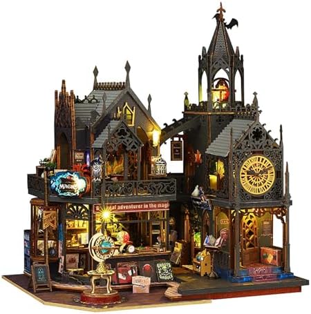 DIY Book Nook Kit - DIY Miniature Dolls House Kit with Furniture and LED Light, 3D Puzzle Wooden Art Bookends, Model Kits for Adults to Build (Holo Demon City) by Shylamb