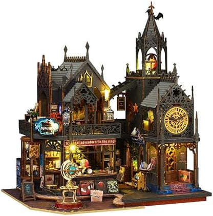 DIY Book Nook Kit - DIY Miniature Dolls House Kit with Furniture and LED Light, 3D Puzzle Wooden Art Bookends, Model Kits for Adults to Build (Holo Demon City) by Shylamb