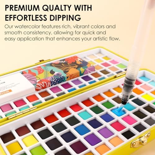 Grabie Set of 100 Color Watercolor Paint Set with Brush Pens - Image 3
