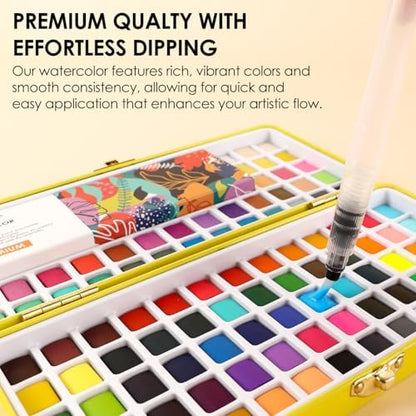 Grabie Set of 100 Color Watercolor Paint Set with Brush Pens - Image 3