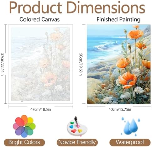 JATOK Paint by Numbers Kits for Adults, Painting Kits for Beginners On Clear Symbols Colored Canvas, Easy DIY Acrylic Pigment Drawing Paintwork for Home Wall Decor, 16x20 in Frameless, Flower - Image 2