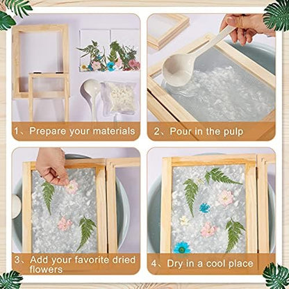 Honoson 3 Size Wooden Paper Making Screen Paper Making Mould and Frame Kit for DIY Craft(A6, A5, A4) - Image 4