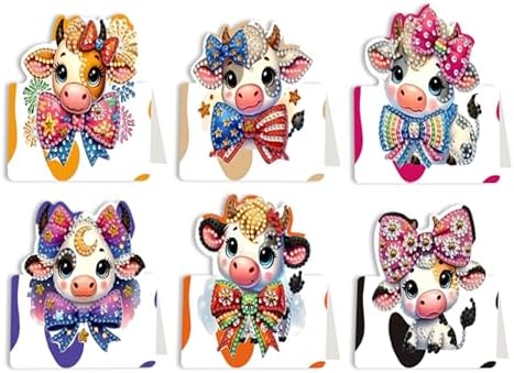 6 pack 3D Cow Diamond Painting Greeting Cards Kit,Animal Diamond Art Birthday Cards with Envelopes,DIY Thank You Card Making Craft for Adults,Handmade Greeting Card Supplies Gift Idea (Cow) by Unknown
