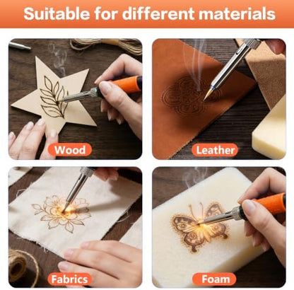 Wood Burning Kit, 23pcs Wood Burning Pen Adjustable Temperature 200-450°C - Image 5