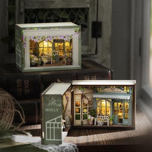 Mini 3D Wooden Doll House Craft Model with LED,DIY Miniature and Furniture Dollhouse Kit,Creative Room Idea for Valentine's Day Birthday Gift (Molly Garden) - Image 3