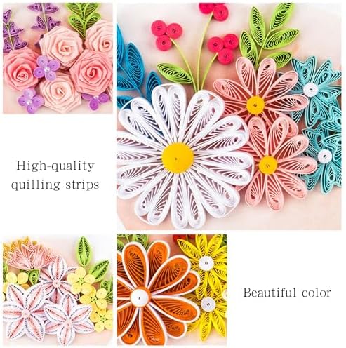 saijoyz Paper Quilling Card Making Kit, 10 Pack 140x200mm Cards with 720 Strips, DIY Craft Set for Birthday Mother's Day Valentine's Day Gifts - Image 3