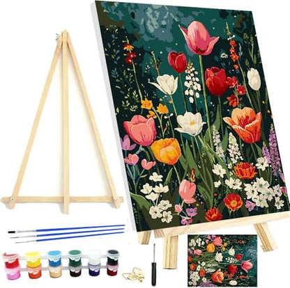 Meothan Framed Paint by Numbers Kits for Adults 12x16in with Wooden Easel by MeothanDiamondPainting