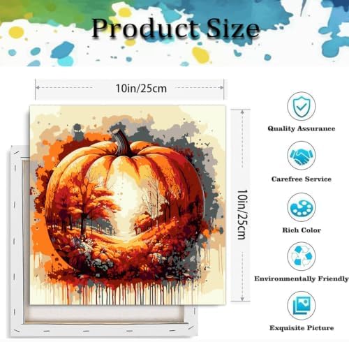 Fall Paint by Numbers Kit for Adults,Pumpkin Paint by Number With Frame - Image 3